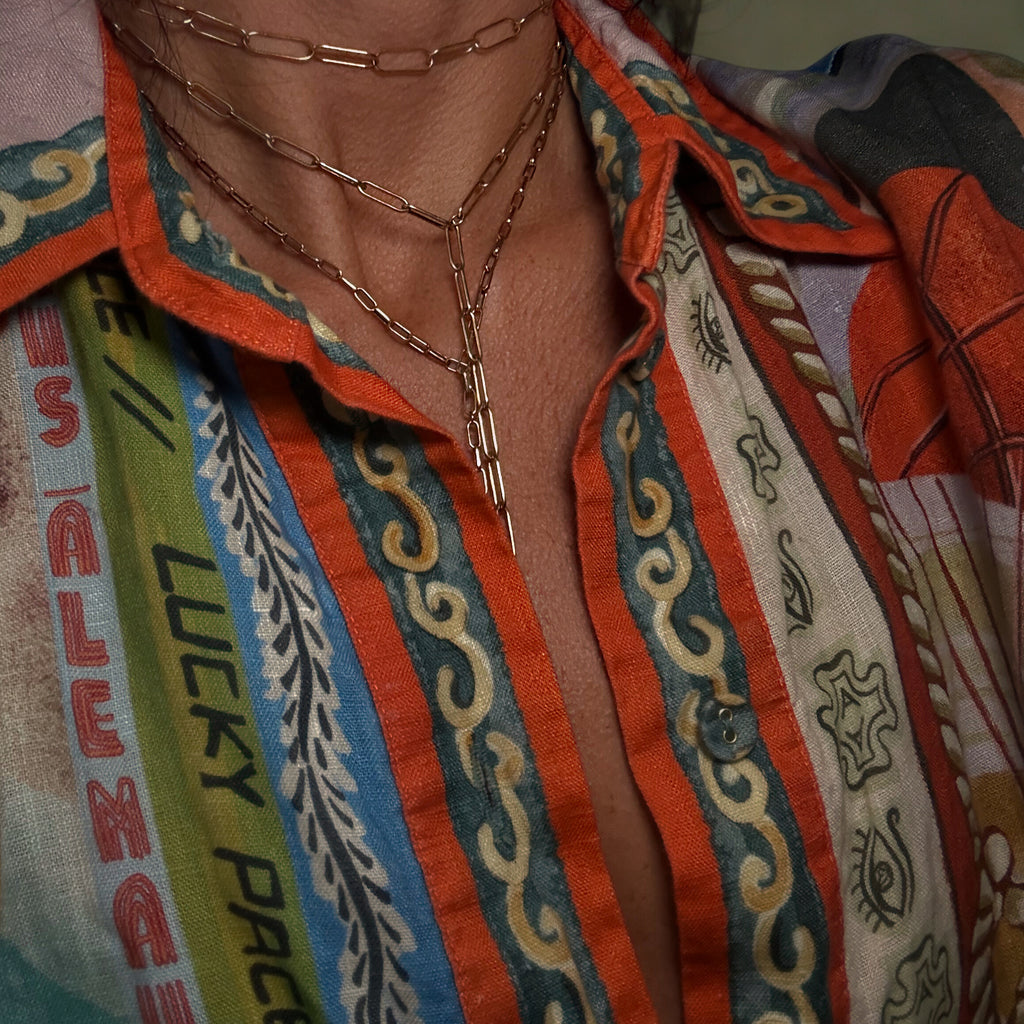 14kt Gold-Filled Elongated Rounded Venetian Lariat Necklace