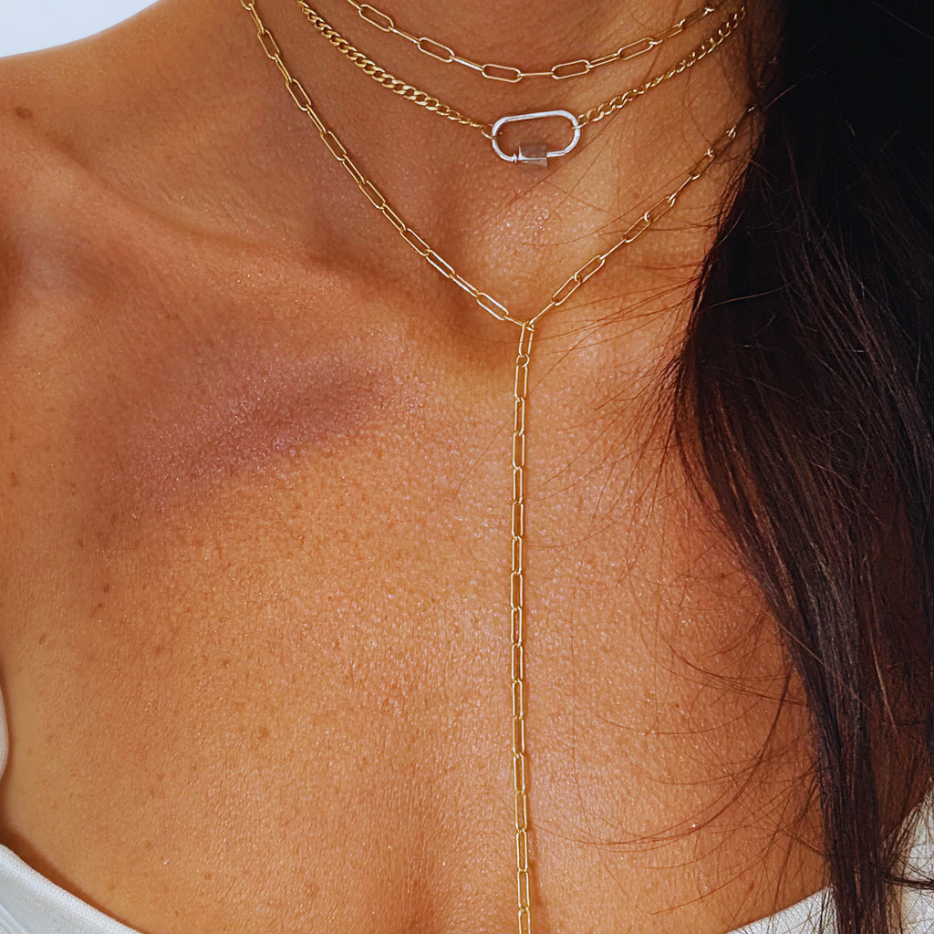 14kt Gold-Filled Elongated Rounded Venetian Lariat Necklace